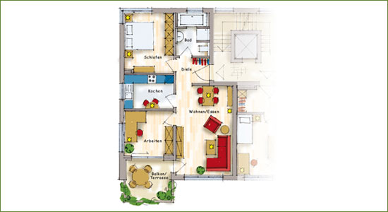 Grundriss Wohnung 1, 3, 5, 7